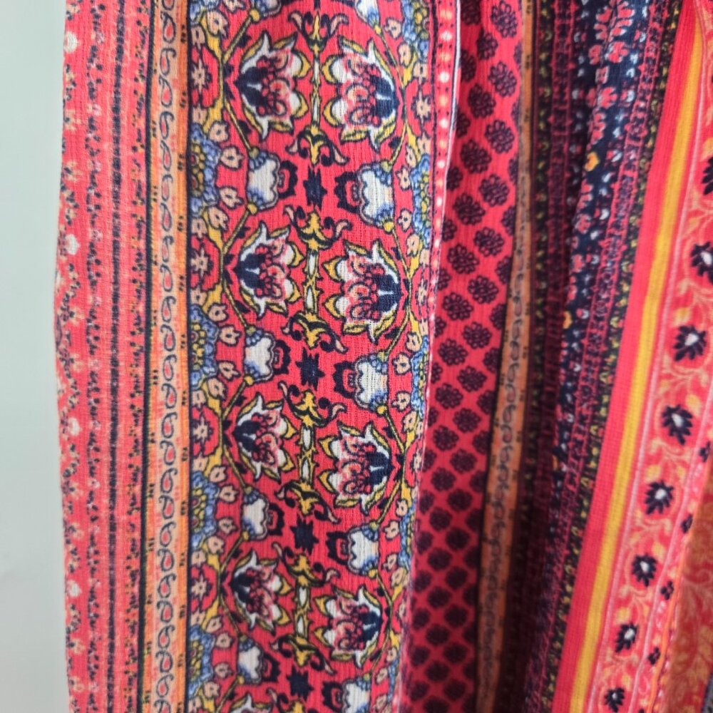 Zoey Girl Orange Multicolor Boho Patchwork Lined Dress Girl's Size 12 - Picture 5 of 12